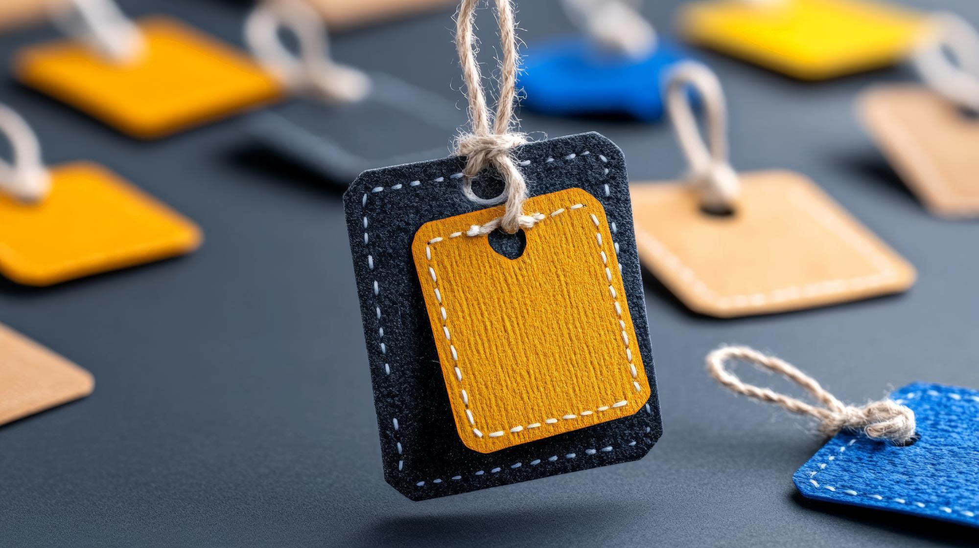 Series of embroidered product labels